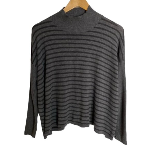 Eileen Fisher Sweaters - Eileen Fisher Lightweight Striped Mock Neck Sweater XSmall